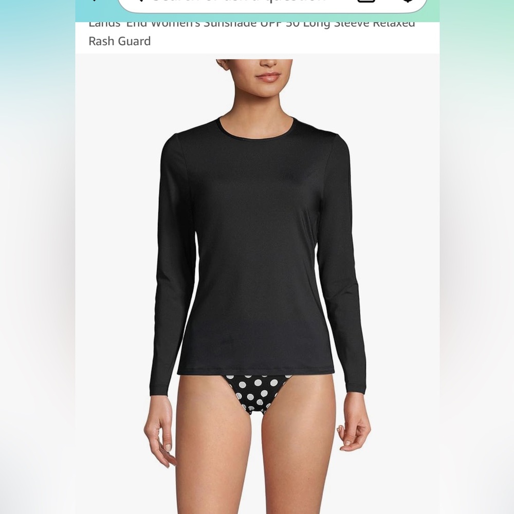 Lands' End Black Long sleeve Swim Shirt